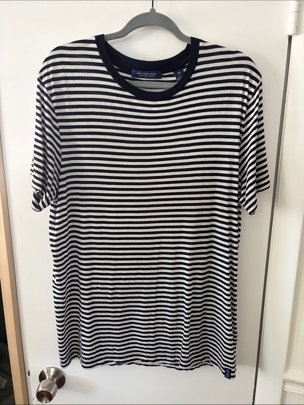 Scotch & Soda Navy and White Striped Short Sleeve Tee